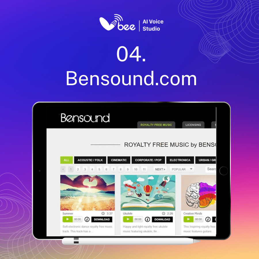 Bensound.com – Sáng tạo nội dung với kho nhạc nền đa dạng